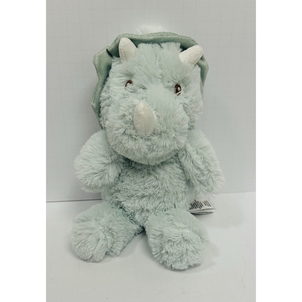 Little & Loved Green Dinosaur Triceratops Lovey Rattle 8" Stuffed Animal Plush